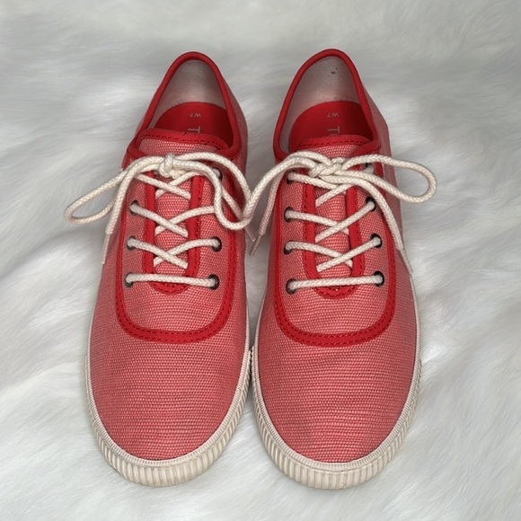 Toms Pink and Red Canvas Shoes with Laces Size 7 - Picture 4 of 11